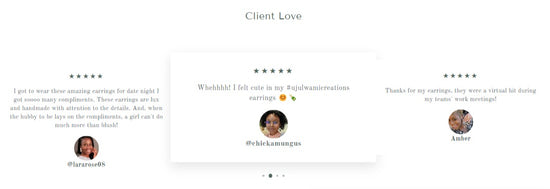 Uju Lwami Website Snapshot - Testimonials